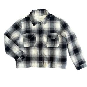 Lucky Brand Womens Plaid Sherpa Lined Shirt Jacket Button Down L L/G